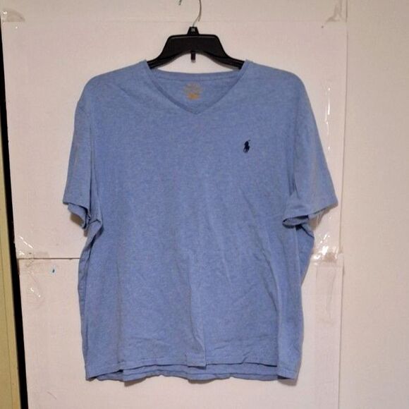 A Polo By Ralph Lauren Men's T-Shirt Blue Pony V-Neck Casual Size XL - Picture 1 of 10